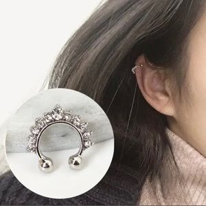 New Crystal Clicker Fake Septum For Women Clip Hoop Nose Ring Faux Piercing